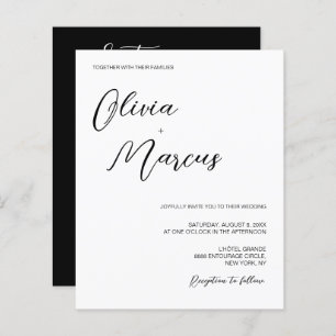 Budget Noir et blanc Chic Script Party de mariage