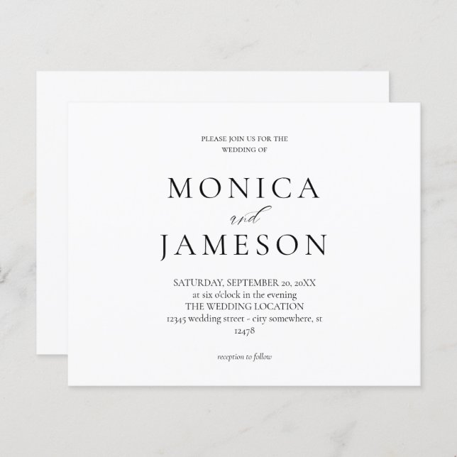 Budget noir et blanc Mariage moderne 2 (Devant / Derrière)