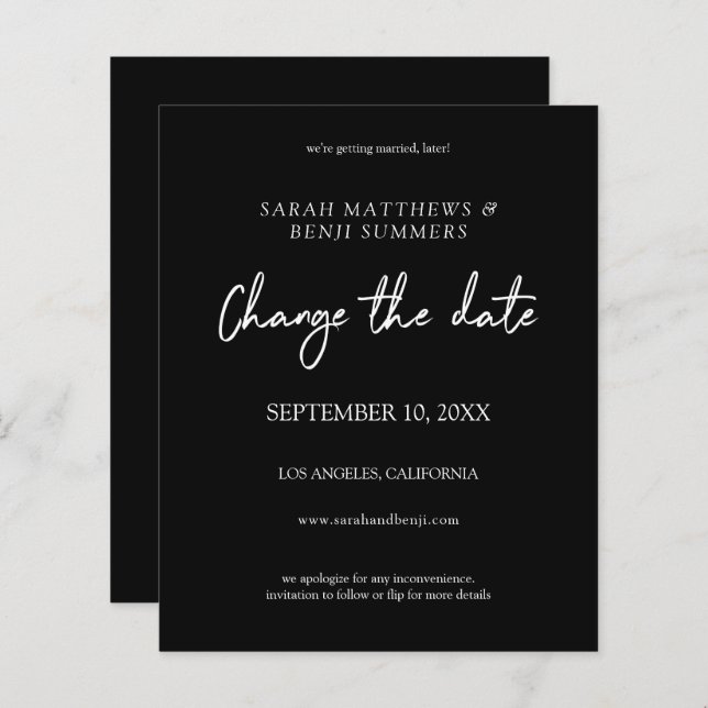 Budget noir et blanc -noir Modifier la date (Devant / Derrière)