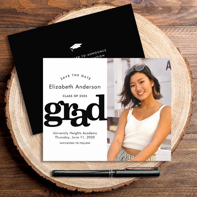 Budget noir photo blanc Enregistrer la date Invita (Créateur téléchargé)