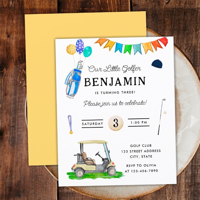 Budget Notre Petit Golfeur Jaune Enfants Golf Anni (Front and Back)