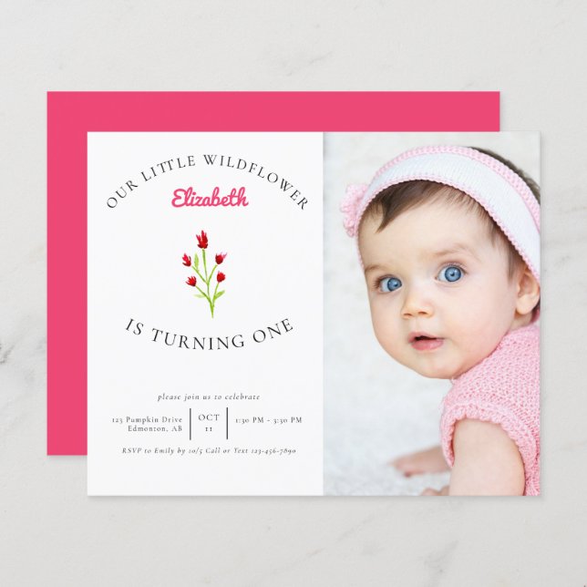 Budget Notre petite fleur sauvage 1er anniversaire (Devant / Derrière)