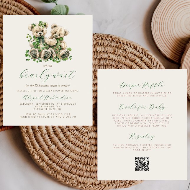 Budget Nounours Green Twins QR Code Baby shower (Créateur téléchargé)