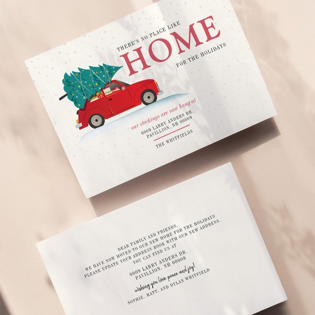 Budget Nous avons déménagé Nouvelle adresse pour l (Boho Holiday Watercolor Red Car Moving Announcement Card)