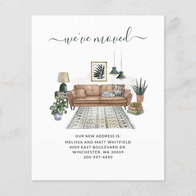 Budget Nous avons déplacé Chic Moving Faire-part (Devant)