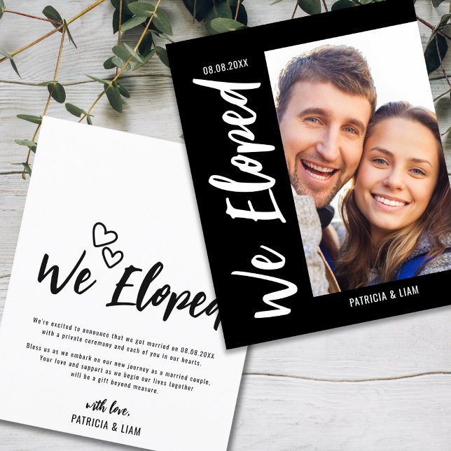Budget Nous Avons Elopé Photo Elopement Faire-part (Celebrate Love with Budget We Eloped Elopement Announcement Photo card)