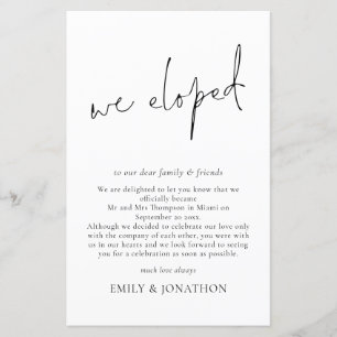 Budget Nous Avons Elopé Script Elopement Faire-par