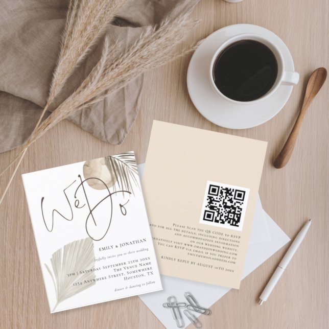 Budget Nous faisons Boho Pampas QR Code Mariage In (Créateur téléchargé)