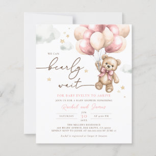 Budget Nous pouvons attendre Pink Baby shower Invi