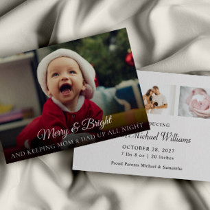 Budget Nouveau bébé photo amusant carte de Noël