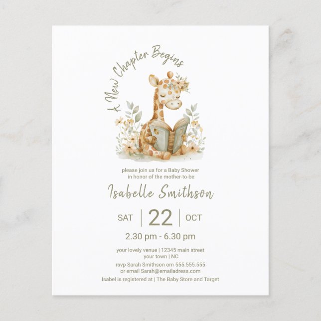 Budget Nouveau chapitre commence le Baby shower de (Devant)