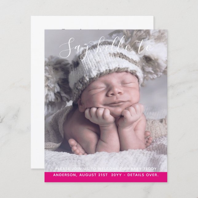 BUDGET Nouveau Faire-part photo bébé personnalisé (Devant / Derrière)