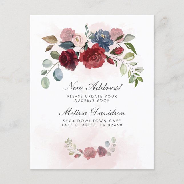 Budget Nouvelle adresse Floral Moving Faire-part (Devant)