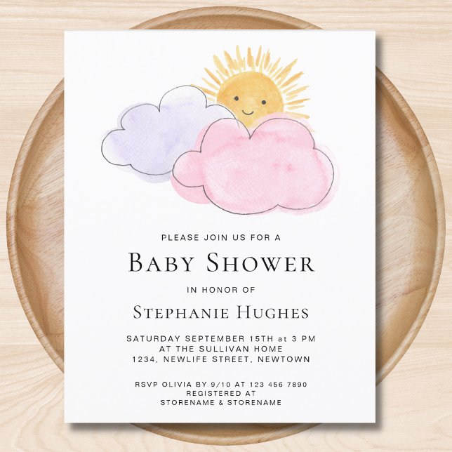 Budget Nuages Filles Baby shower Invitation (Créateur téléchargé)