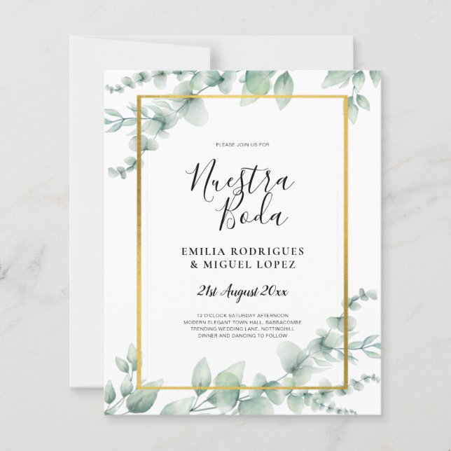 BUDGET NUESTRA BODA Eucalyptus GOLD QR CODE Flye (Devant)