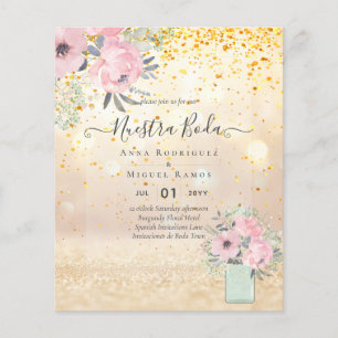 budget Nuestra Boda PINK BLUSH Floral Invitations