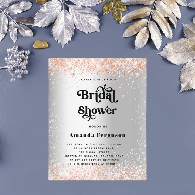 Budget nuptiale douche argent rose or invitation (Créateur téléchargé)