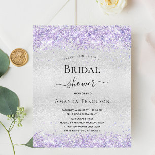 Budget nuptiale douche argent violet invitation