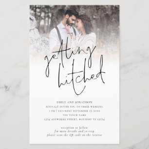 Budget Obtenir Hitched Photo QR Wedding Invitation