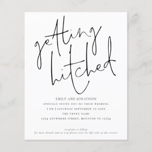 Budget Obtenir Hitched Script QR Wedding Invitatio