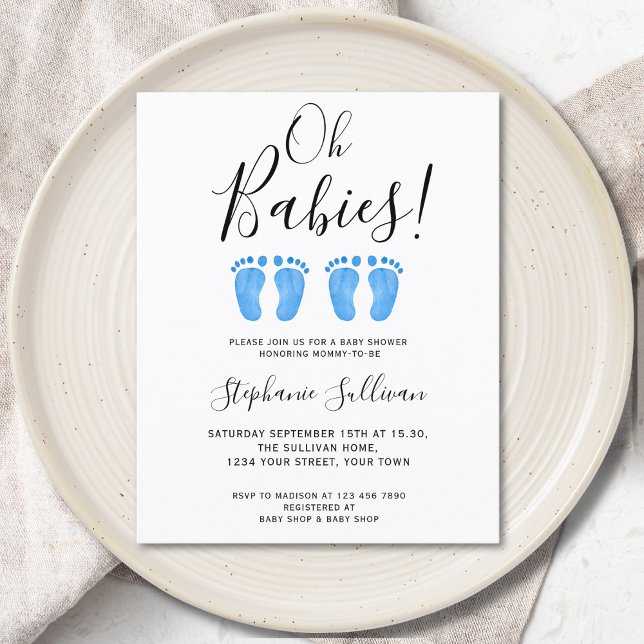 Budget Oh Babies Twins Baby shower Invitation (Créateur téléchargé)
