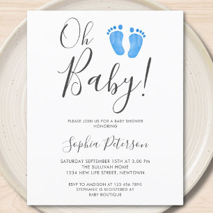 Budget Oh Baby Blue Feet Baby shower Invitation