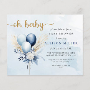 Budget Oh Baby Blue Gold Boho Baby shower garçon