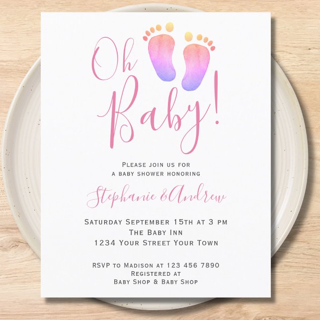Budget Oh Baby Couples Baby shower rose Invitation (Créateur téléchargé)