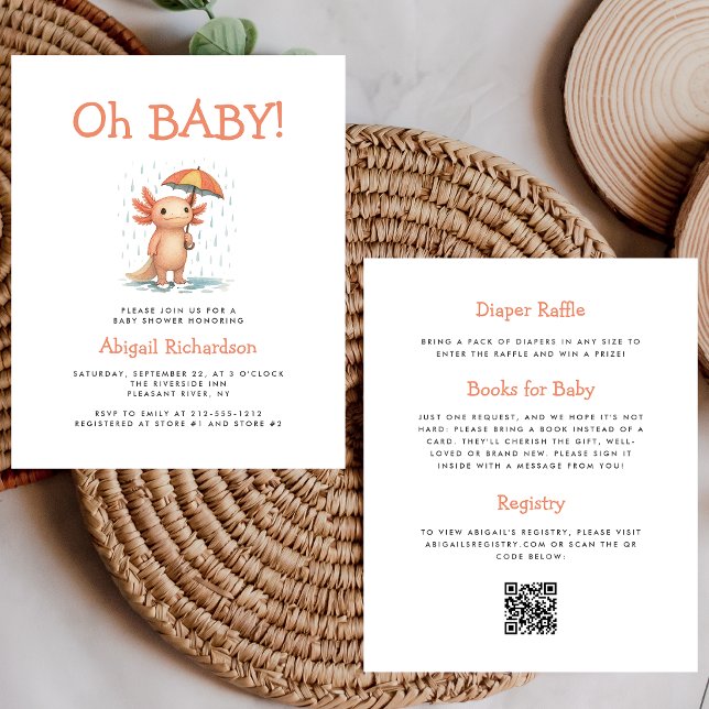 Budget Oh Baby Cute Axolotl QR Code Baby Shower (Créateur téléchargé)