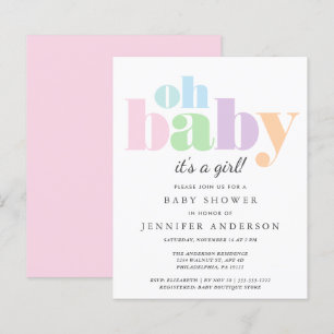 Budget Oh Baby Pastel Baby Girl Douche Invitation