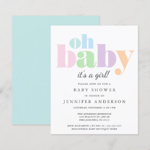 Budget Oh Baby Pastel Baby shower Invitation