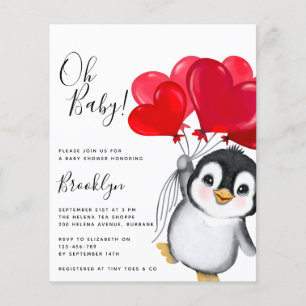 Budget Oh Baby Penguin Baby shower Invitation