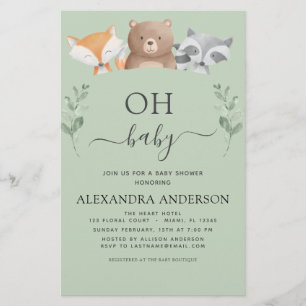 Budget Oh Baby shower Woodland Invitations
