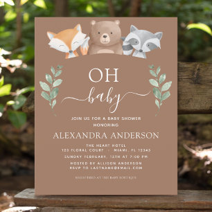 Budget Oh Baby shower Woodland Invitations
