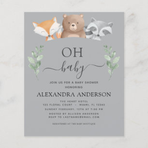 Budget Oh Baby shower Woodland Invitations