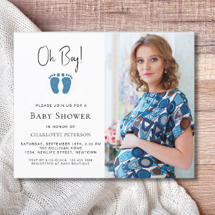 Budget Oh Boy Baby shower Photo Invitation