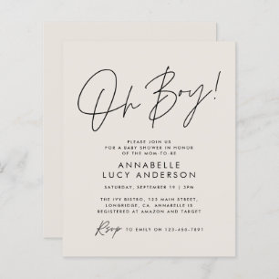 budget oh Boy baby shower script crème neutre