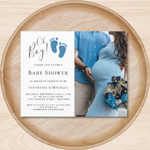 Budget Oh Boy Photo Couples Baby shower Invitation