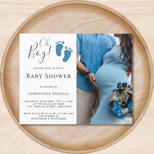Budget Oh Boy Photo Couples Baby shower Invitation