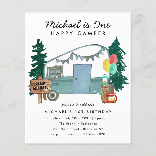 Budget One Happy Camper Woods Camping 1er annivers (Devant)