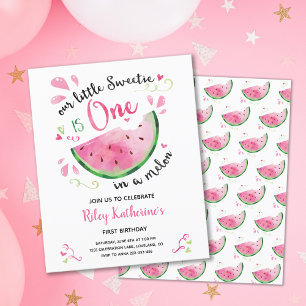 Budget One in a Melon 1st Birthday Invitation