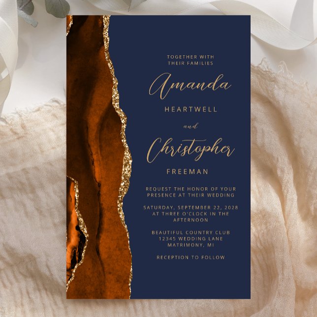 Budget Orange Brûlé Agate Or Navy Bleu Mariage (Créateur téléchargé)