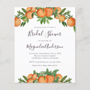 Budget Orange Citrus nuptiale douche Invitation