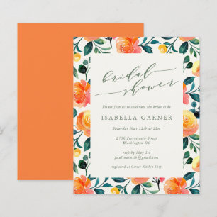 Budget Orange Floral Art Fête des mariées Invitati
