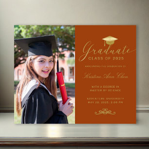 Budget Orange Gold Formal Script Photo Graduation