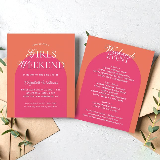 Budget Orange Rose Arch Girls Weekend Bachelorette (Créateur téléchargé)