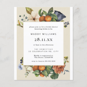 Budget Orange Summer Boho Bridal Show Invitation