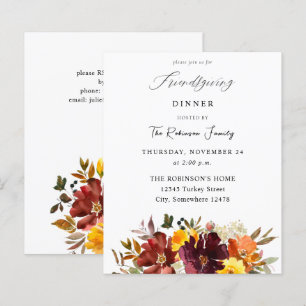 Budget Orange & Yellow Gold Floral Friendsgiving