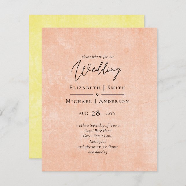 BUDGET Orange Yellow Script Mariage (Devant / Derrière)