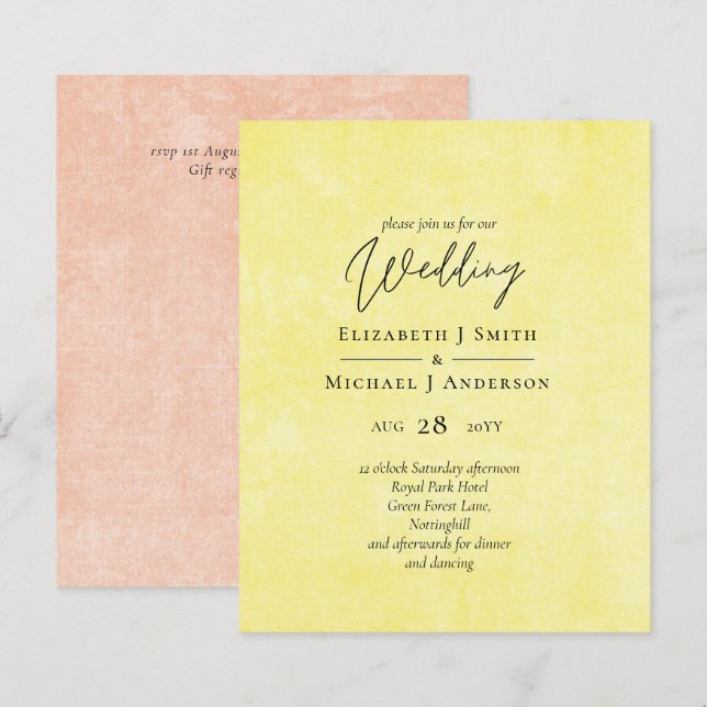 BUDGET Orange Yellow Script Mariage (Devant / Derrière)